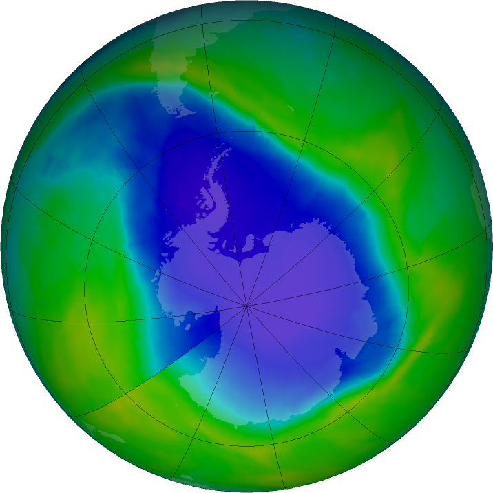 Antarctic ozone map for 18 November 2015